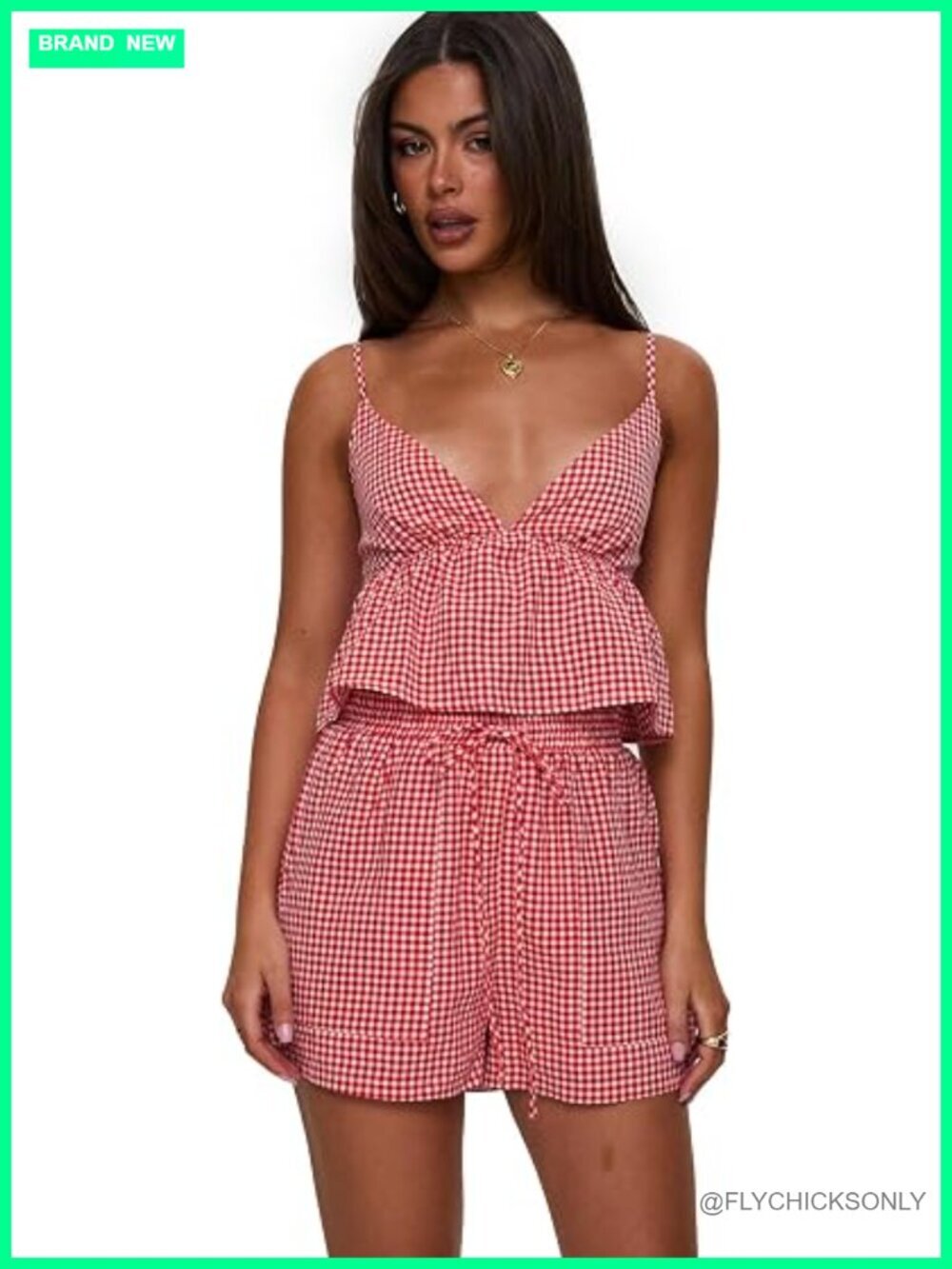 Two-Piece Cotton Blend Shorts Set with Adjustable Straps